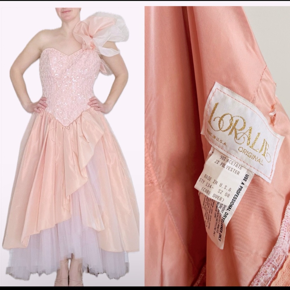 80s vintage prom dress 1980s women’s true vtg extra small Loralie sequins pastel